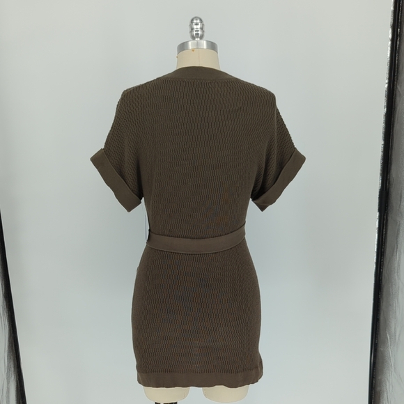 01558 Banana Republic Knit Belted Cardigan Green Size Medium preppy Business - Picture 2 of 7